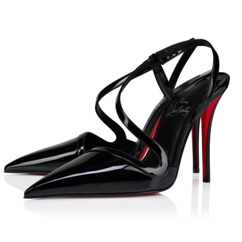 NWT!!! Christian Louboutin 100MM Black Patent Heels (37.5)